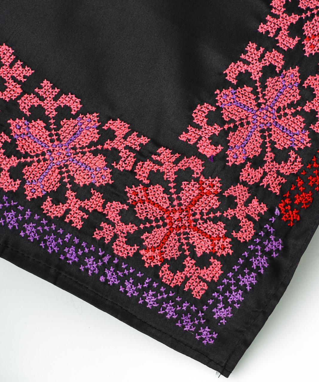 Black Bright Pink stitched Scarves