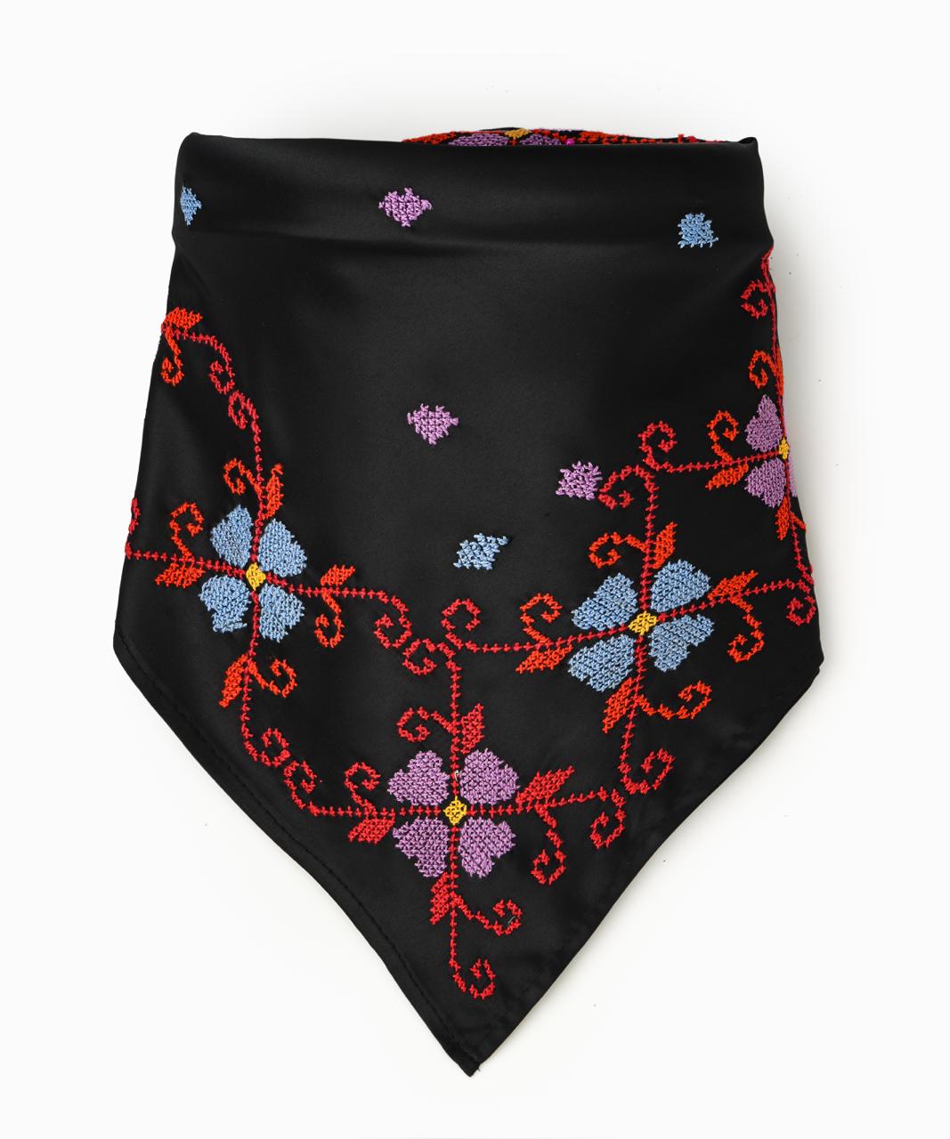 Black Blue and Lavender Roses Scarves