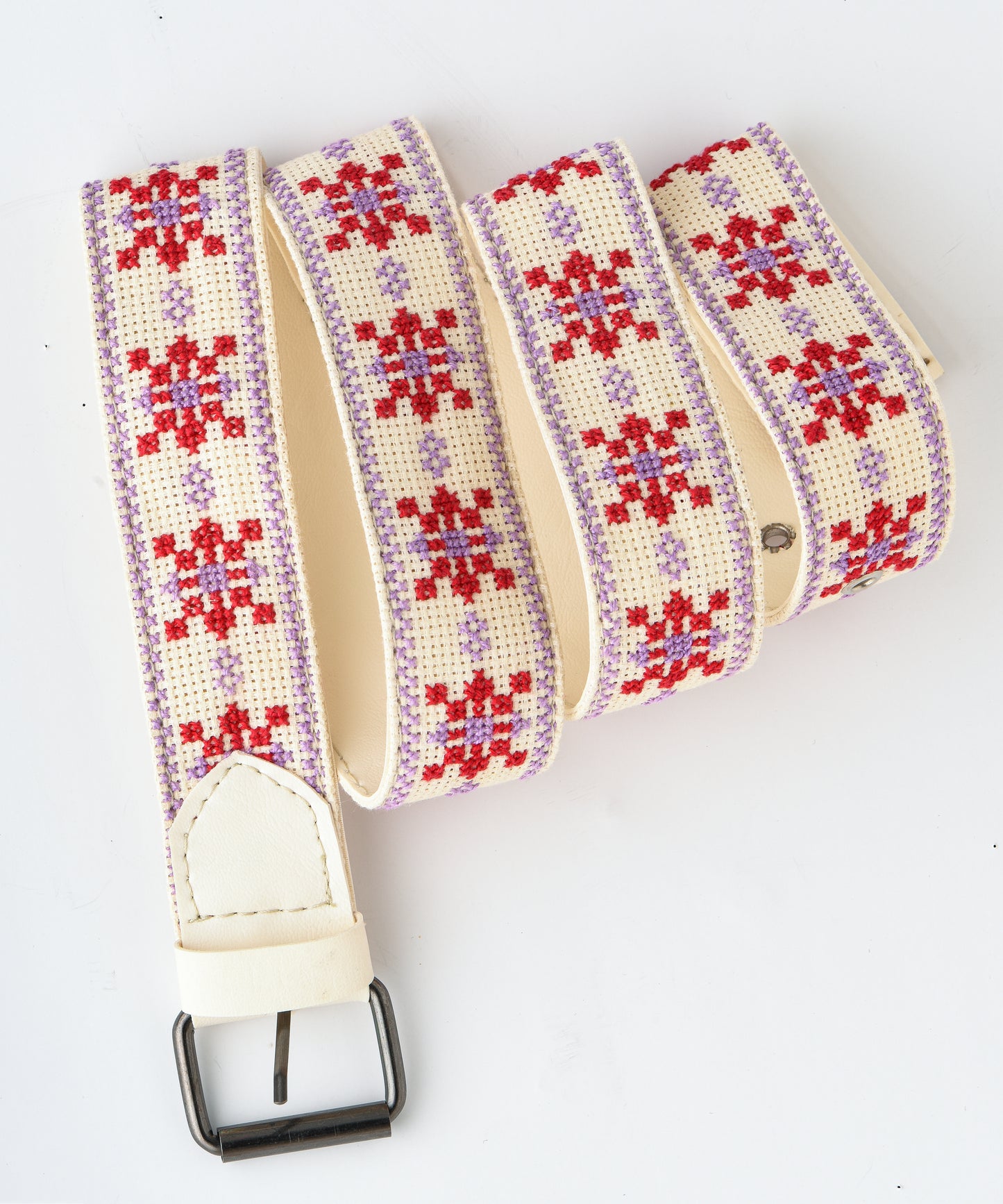 Cream Red and Lavender Belt