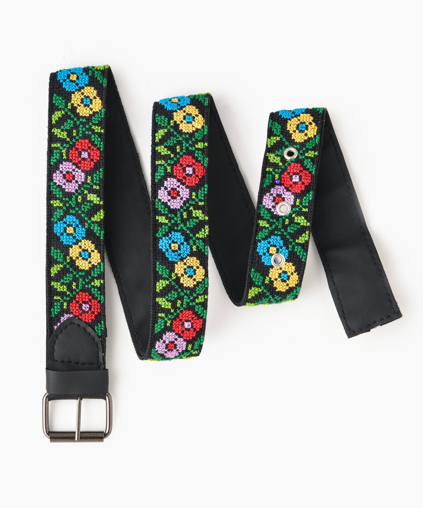 Black and Colored Flowers Belt