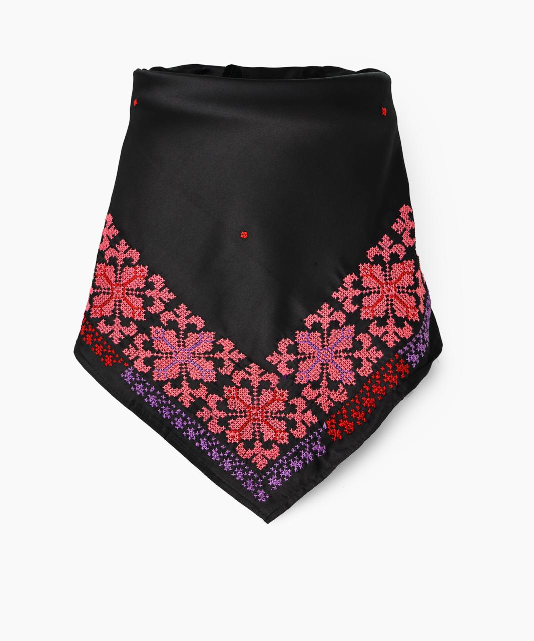 Black Bright Pink stitched Scarves