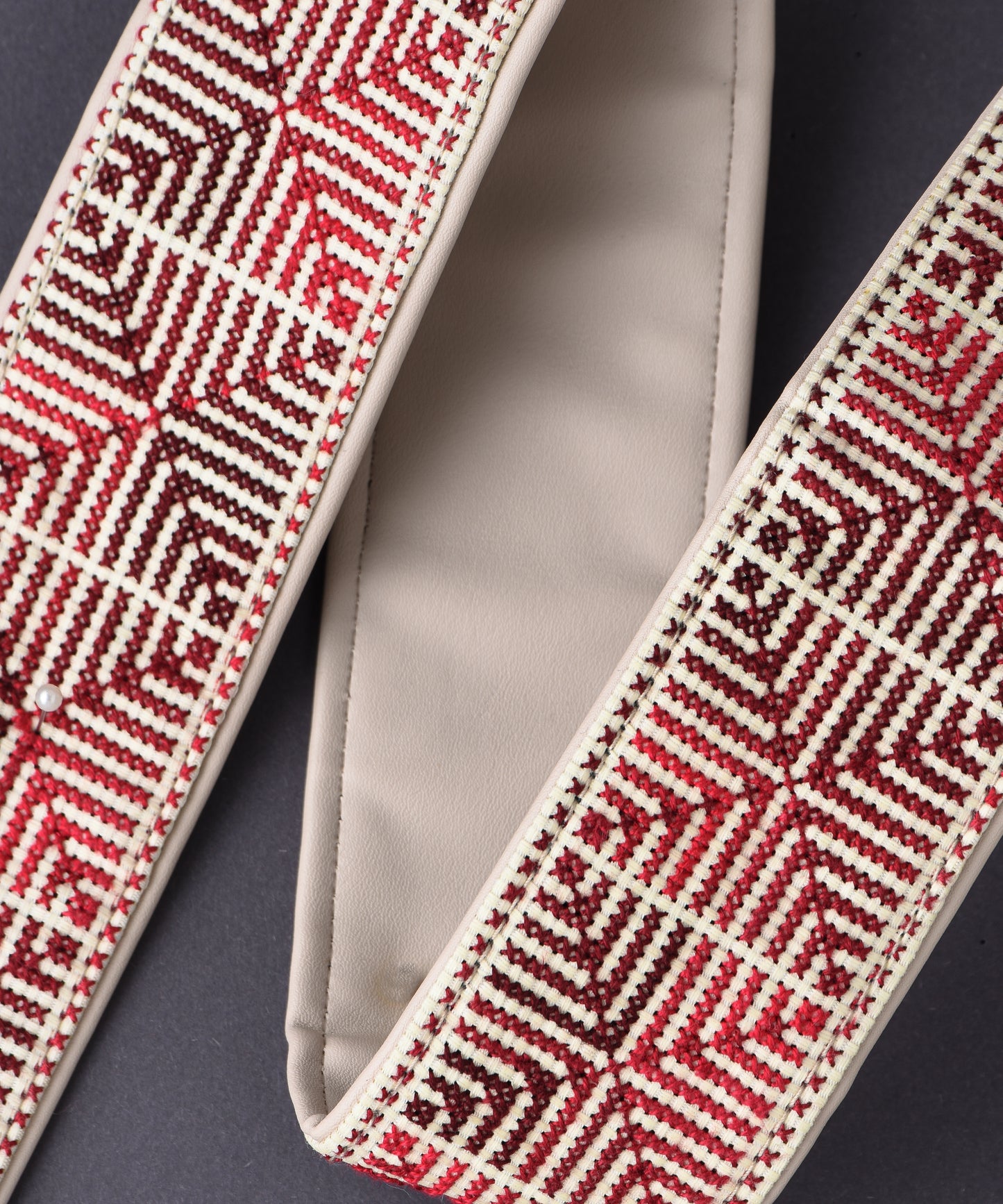 Cream and Red Wine Strap