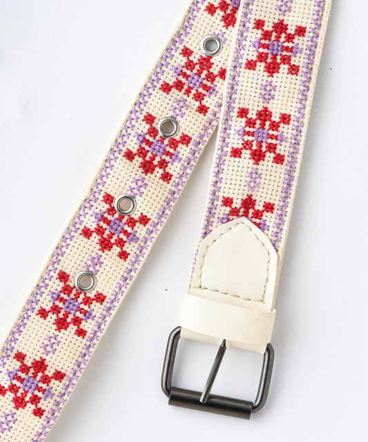 Cream Red and Lavender Belt