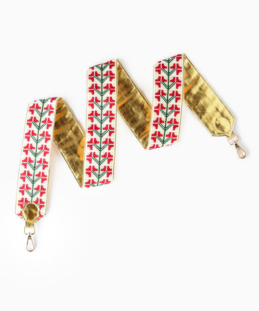 Gold Cream and Red Strap